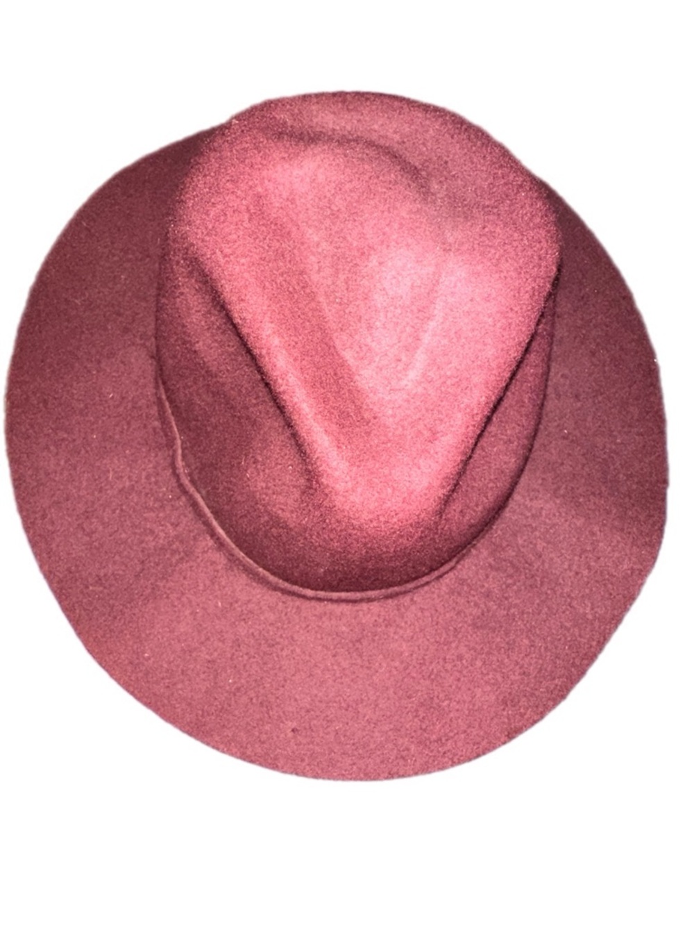 J.Crew Burgundy Wool Felt Fedora Hat Wine Wide Brim Boho Chic | Size M-L - Picture 2 of 5